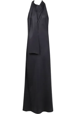Rohe Kjole, Dame, Blå, M, Ren silke foulard kjole med halterneck