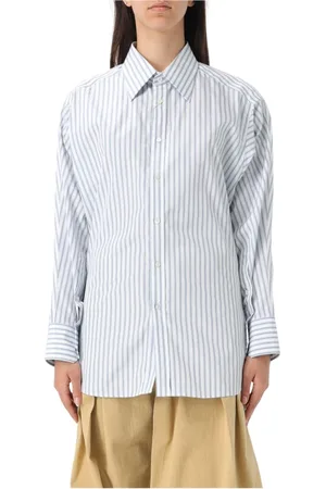 Maison Margiela Bluser & Skjorter, Dame, Hvid, XL, Bomuld, Stribet bomuldsskjorte