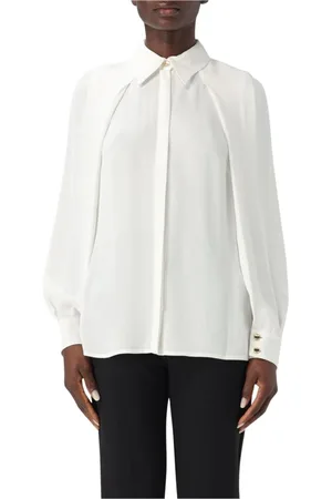 Elisabetta Franchi Bluser & Skjorter, Dame, , S, Ivory Langærmet Silkebluse