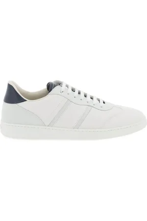 Salvatore Ferragamo Sko, Herre, Hvid, 42 EU, Læder, Hamret læder sneakers med nubuck indsatser