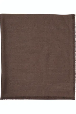 Max Mara Tilbehør, Dame, Brun, ONE SIZE, Uld, Uld og Silke Frynset Tørklæde