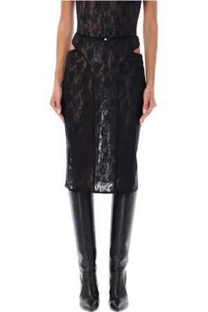 MISBHV Nederdel, Dame, Sort, S, Uld, Sort Blonde Cut-Out Midi Nederdel