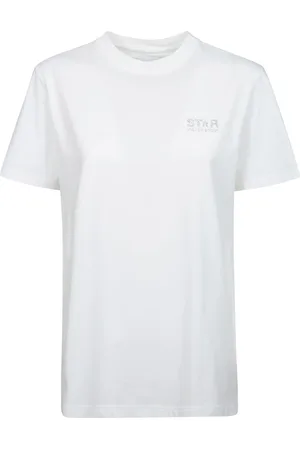 Golden Goose Top, Dame, Hvid, M, Bomuld, Glitter Star Logo T-shirt