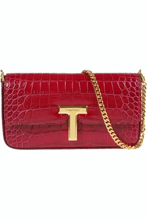Tom Ford Taske, Dame, Lyserød, ONE SIZE, Uld, Krokodille Print Læder Skuldertaske