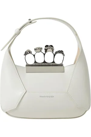 Alexander McQueen Taske, Dame, Hvid, ONE SIZE, Læder, Sort Mini Taske med Knuckle Ring