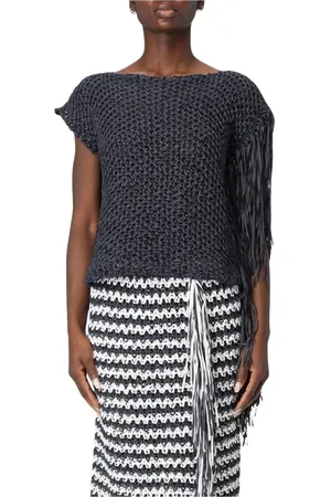 LIVIANA CONTI Strik, Dame, Sort, L, Polyester, Hvid Frynsestrik Trøje