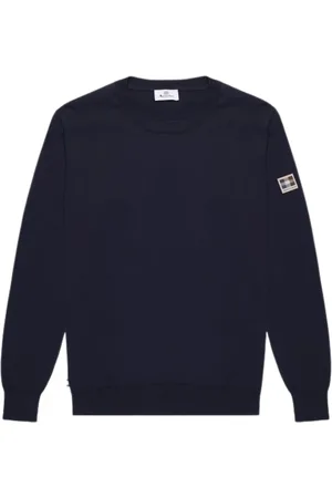 Aquascutum Strik, Herre, Blå, M, Bomuld, Bomuld Regular Fit Ribstrikket Sweater
