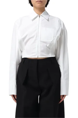 Jacquemus Bluser & Skjorter, Dame, Hvid, XS, Bomuld, Hvid Cropped Zip Skjorte