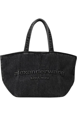 Alexander Wang Taske, Dame, Grå, ONE SIZE, Denim, Grå Denim Tote med præget logo