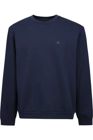 Acne Studios Sweathshirts & Hoodies, Herre, Blå, M, Bomuld, Bomuld Fleece Sweater med Broderet Logo