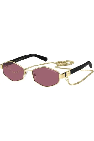 Marc Jacobs Tilbehør, Dame, Flerfarvet, 55 MM, Uld, Røde solbriller stilfulde kvinders tilbehør