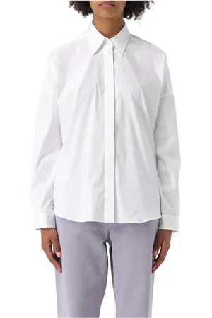 Brunello Cucinelli Bluser & Skjorter, Dame, Hvid, S, Bomuld, Elegant Blå Poplin Skjorte
