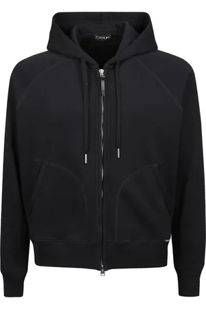Tom Ford Sweathshirts & Hoodies, Herre, Sort, L, Bomuld, Luksus Sort Hættetrøje med Lynlås