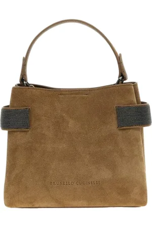 Brunello Cucinelli Taske, Dame, Brun, ONE SIZE, Uld, Stilfuld Ruskind Clutch Taske