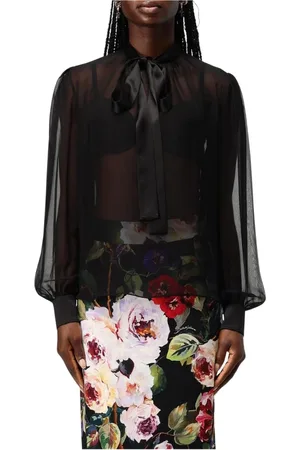 Dolce & Gabbana Bluser & Skjorter, Dame, Sort, S, Silke Slips Hals Bluse