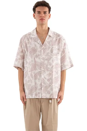 ELEVENTY Skjorte, Herre, Flerfarvet, L, Linned, Paisley Linen Bowling Shirt