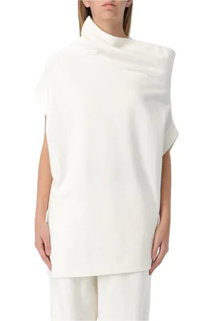 Fabiana Filippi Bluser & Skjorter, Dame, Hvid, S, Elegant Draped Knit Top