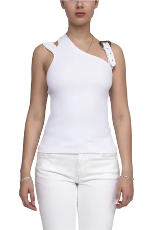 VERSACE Top, Dame, Hvid, M, Ribbet Sweater i Hvid