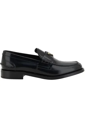 Prada Sko, Dame, Sort, 36 1/2 EU, Læder, Sort Læder Logo Loafers