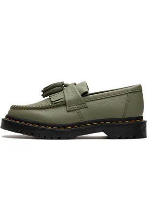Dr. Martens Sko, Dame, Grøn, 40 EU, Læder, Olive Slip-On Sko med AirWair Dæmpning