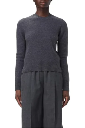 Jil Sander Strik, Dame, Grå, S, Luksus Crew Neck Sweater