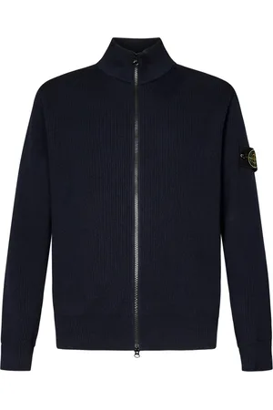 Stone Island Strik, Herre, Blå, XL, Bomuld, Blå Crew Neck Sweater Klassisk Design