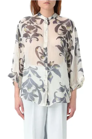 FORTE FORTE Bluser & Skjorter, Dame, Flerfarvet, L, Multifarvet Blomstret Silkebluse