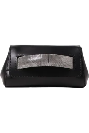 Orciani Taske, Dame, Sort, ONE SIZE, Læder, Stål Læder Clutch Håndtaske