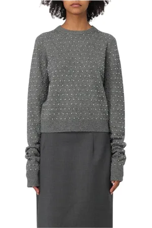 Sportmax Strik, Dame, Sort, S, Uld, Krystal Strik Trøje