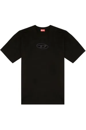Diesel Top, Herre, Sort, L, Bomuld, Sort T-shirt med udskåret logo
