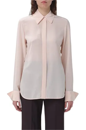 Sportmax Bluser & Skjorter, Dame, Lyserød, L, Blush Krave Silkebluse