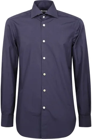 Kiton Skjorte, Herre, Lilla, 3XL, Bomuld, Regular Fit Fransk Krave Skjorte