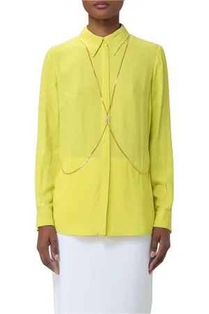 Elisabetta Franchi Bluser & Skjorter, Dame, Gul, S, Tyl, Gul Silkebluse Skræddersyet Pasform
