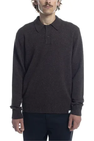 Norse projects Top, Herre, Brun, XL, Merino Lambswool Polo Shirt