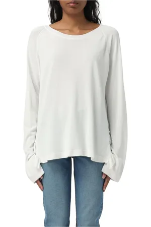 Kaos Strik, Dame, Hvid, M, Bomuld, Elegant Hvid Pullover Sweater