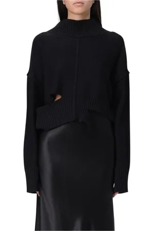 Maison Margiela Strik, Dame, Sort, S, Uld, Sort Uld Højhalset Sweater