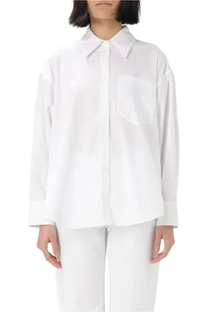 Dondup Bluser & Skjorter, Dame, Hvid, XS, Bomuld, Elegant Poplin Skjorte i Sandfarve