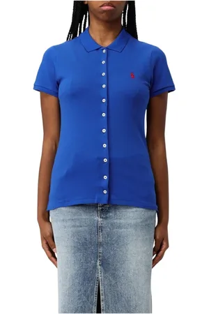 Ralph Lauren Bluser & Skjorter, Dame, Blå, L, Bomuld, Klassisk Hvid Polo Skjorte til Kvinder