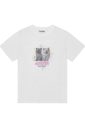 Ganni Top, Dame, Hvid, L, Hvide T-shirts og Polos