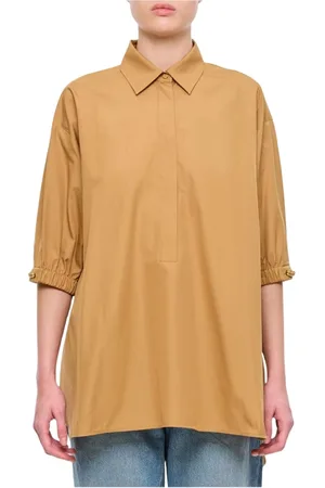 Max Mara Bluser & Skjorter, Dame, Brun, M, Bomuld, Brun Bomuldsskjorte, Elegant Stil