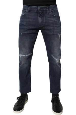 Dolce & Gabbana Jeans, Herre, Blå, L, Denim, Blå Skinny Denim Jeans med Logo