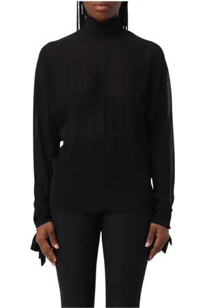 Dondup Top, Dame, Sort, S, Uld, Gennemsigtig langærmet top