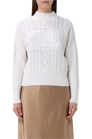 Max Mara Strik, Dame, Hvid, S, Uld, Elegant Cable Strik Sweater