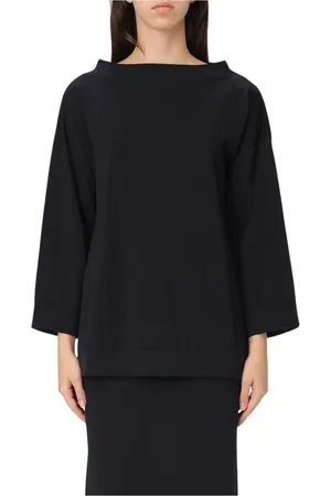 LIVIANA CONTI Strik, Dame, Sort, M, Blå Strik Bådhals Sweater
