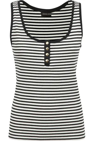 ANINE BING Top, Dame, Flerfarvet, L, Bomuld, Stribet bomuld ribbet tanktop