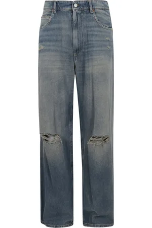 Maison Margiela Jeans, Herre, Blå, W33, Bomuld, Bred Ben Slidte Jeans