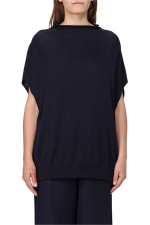 Fabiana Filippi Strik, Dame, Blå, S, Marine Ribstrikket Turtleneck Sweater