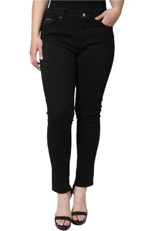 Dolce & Gabbana Jeans, Dame, Sort, M, Denim, Sort Skinny Denim Jeans med Lynlås