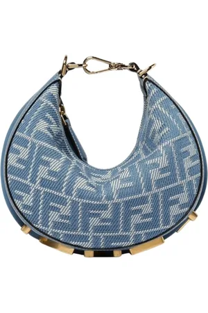 Fendi Taske, Dame, Blå, ONE SIZE, Uld, Orange Crescent Shape Mini Taske