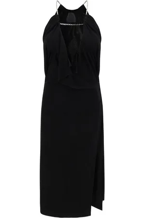 Givenchy Kjole, Dame, Sort, 3XS, Kædepyntet Midi Kjole med V-Hals